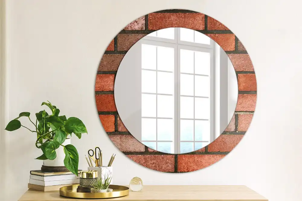 Round decorative mirror Red brick