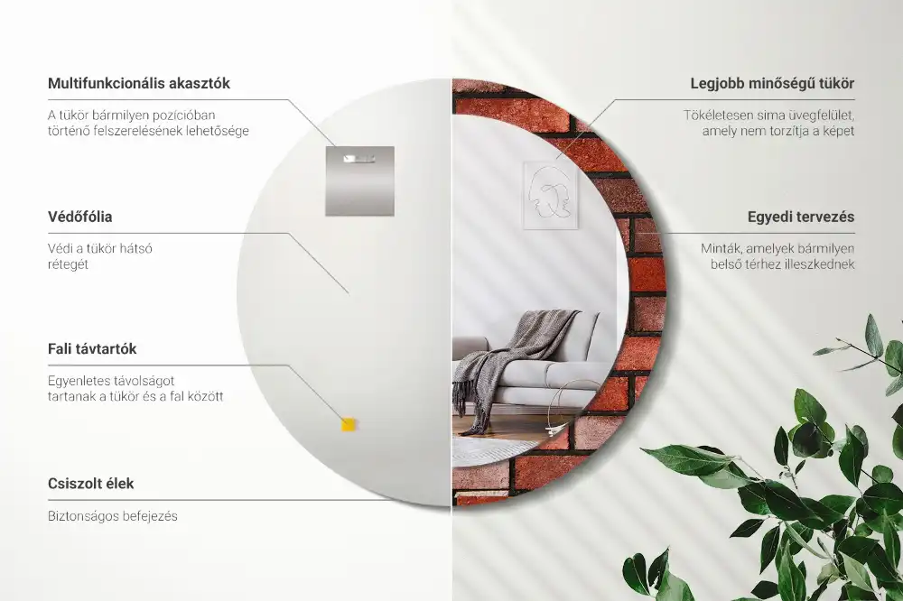 Round decorative mirror Red brick