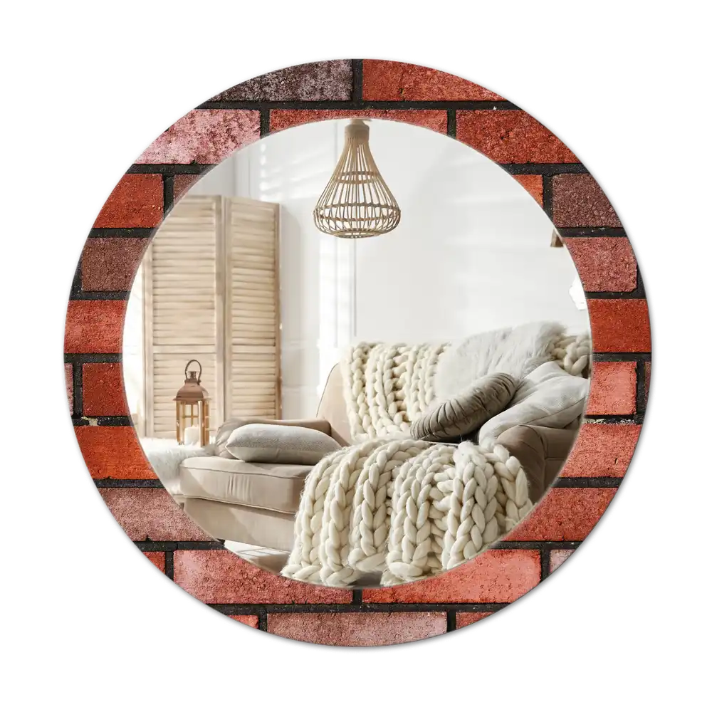 Round decorative mirror Red brick