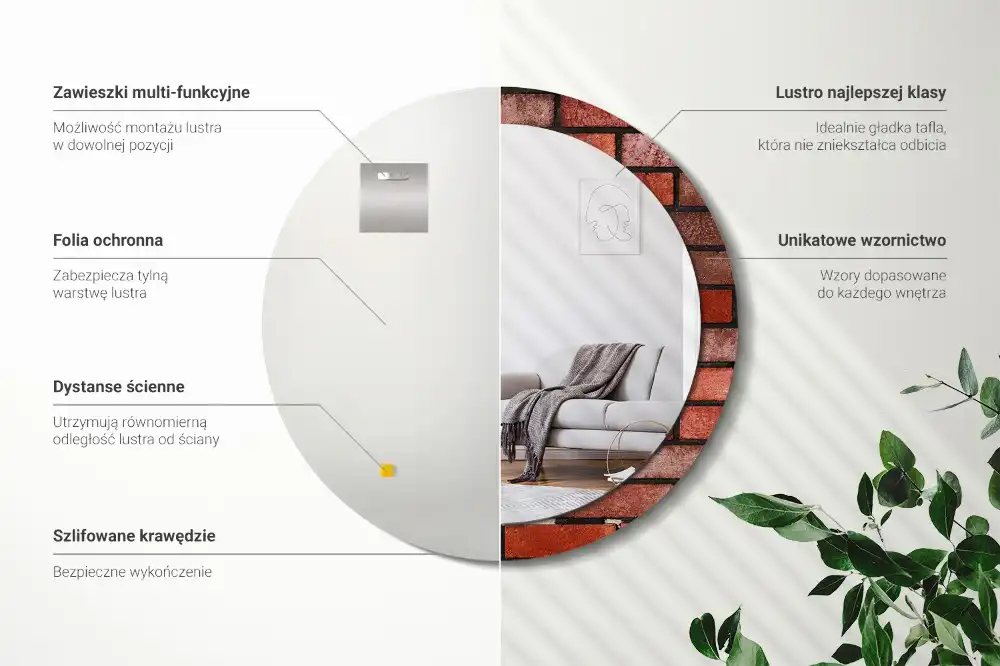 Round decorative mirror Red brick