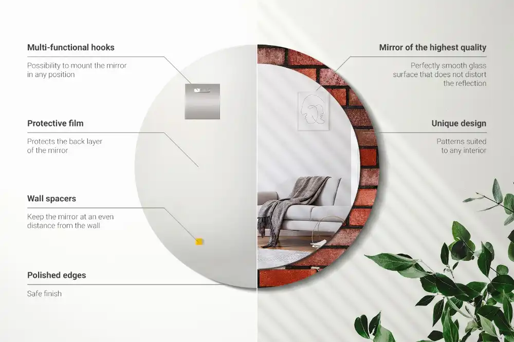 Round decorative mirror Red brick