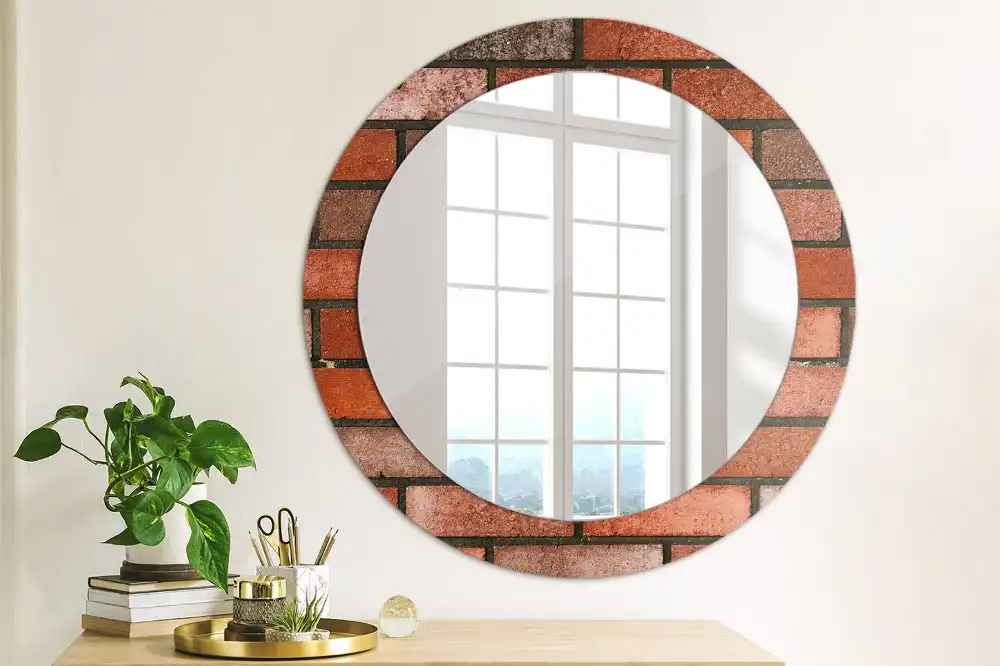 Round decorative mirror Red brick