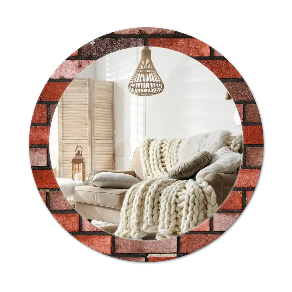 Round decorative mirror Red brick