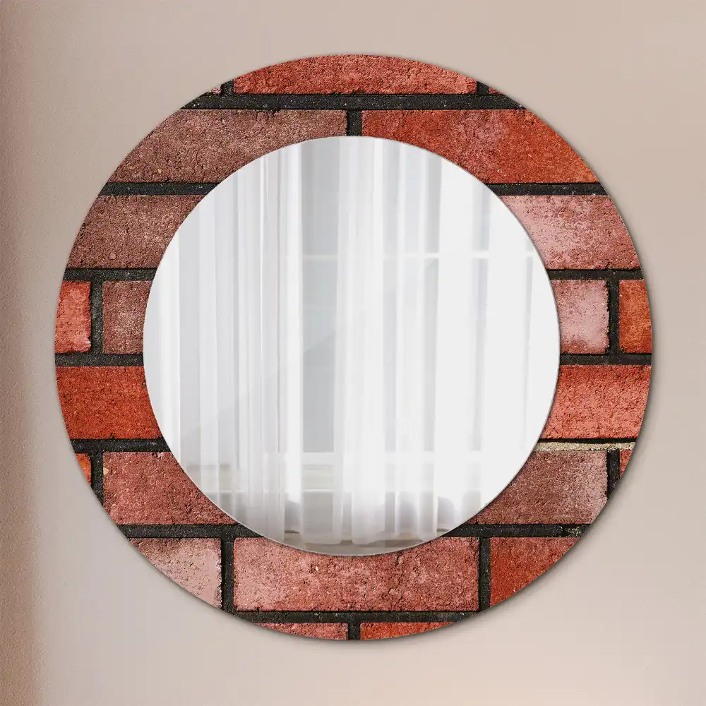 Round decorative mirror Red brick
