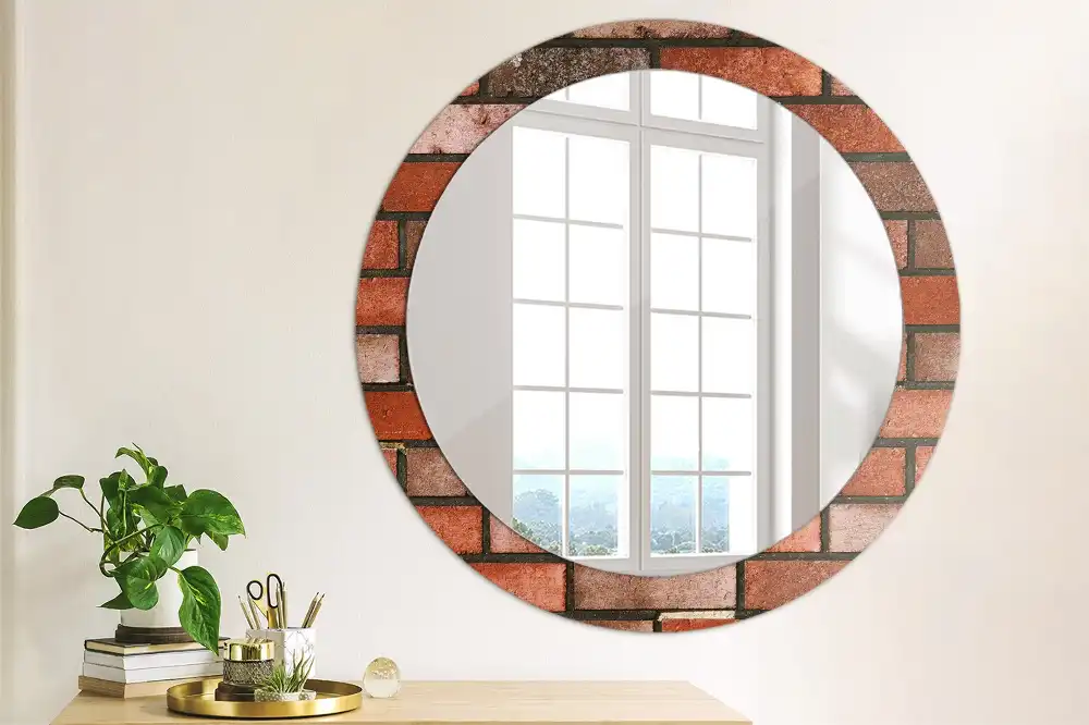 Round decorative mirror Red brick