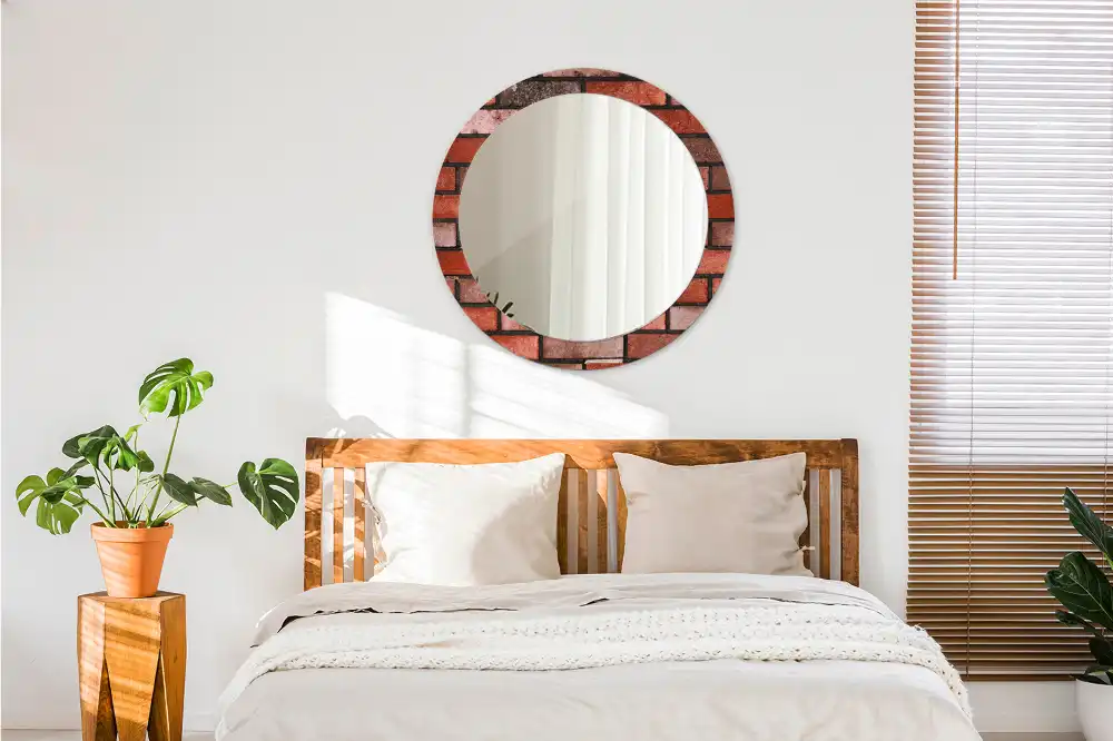 Round decorative mirror Red brick