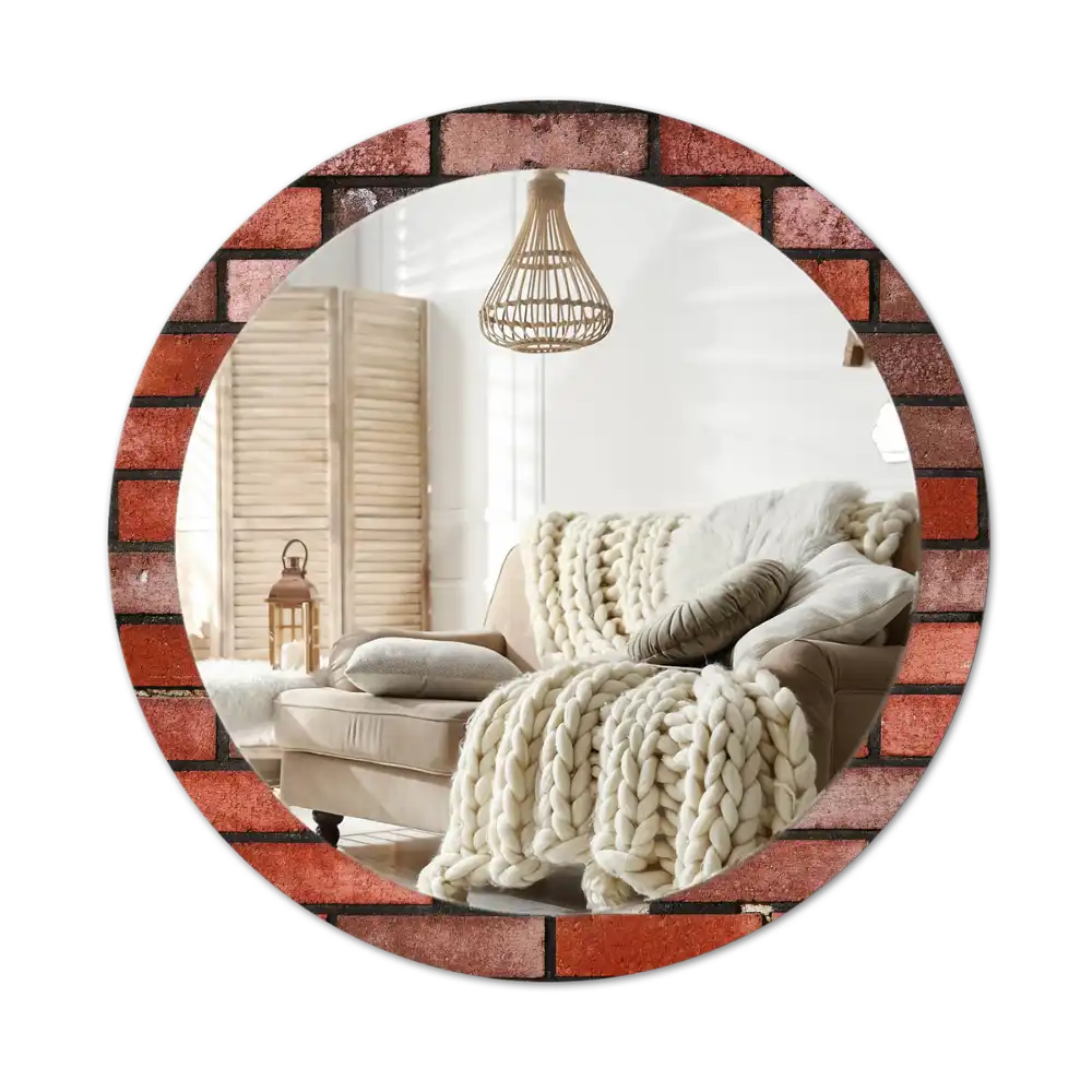 Round decorative mirror Red brick