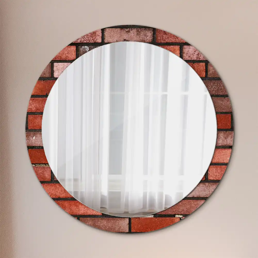 Round decorative mirror Red brick