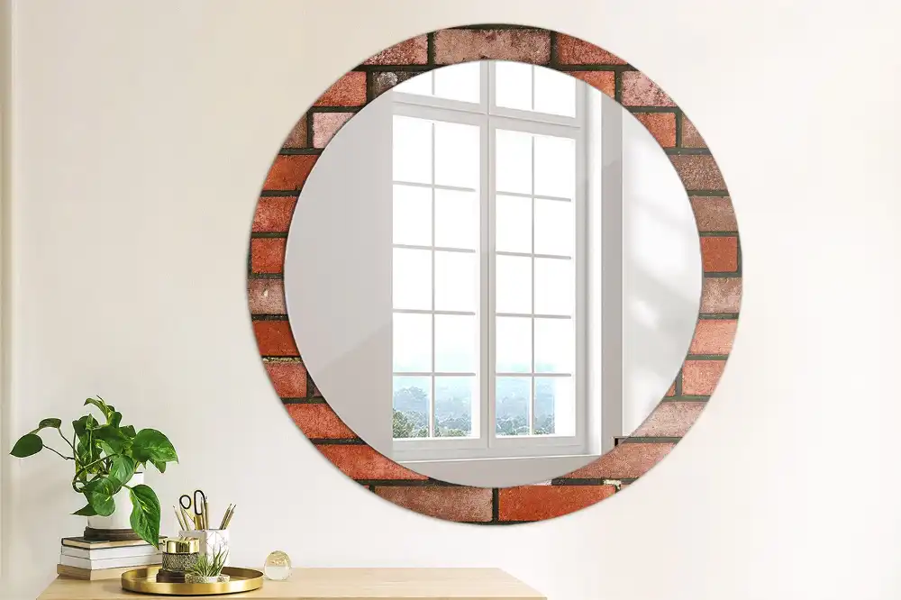 Round decorative mirror Red brick