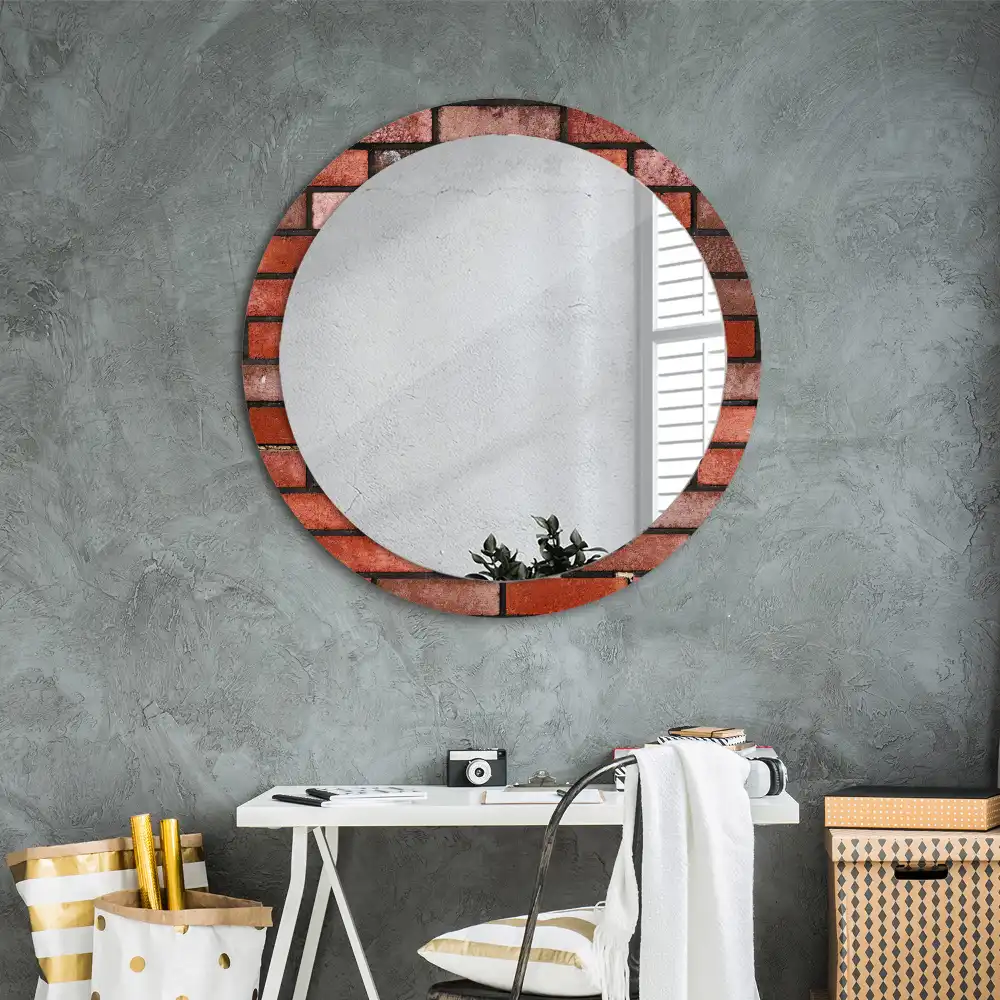 Round decorative mirror Red brick