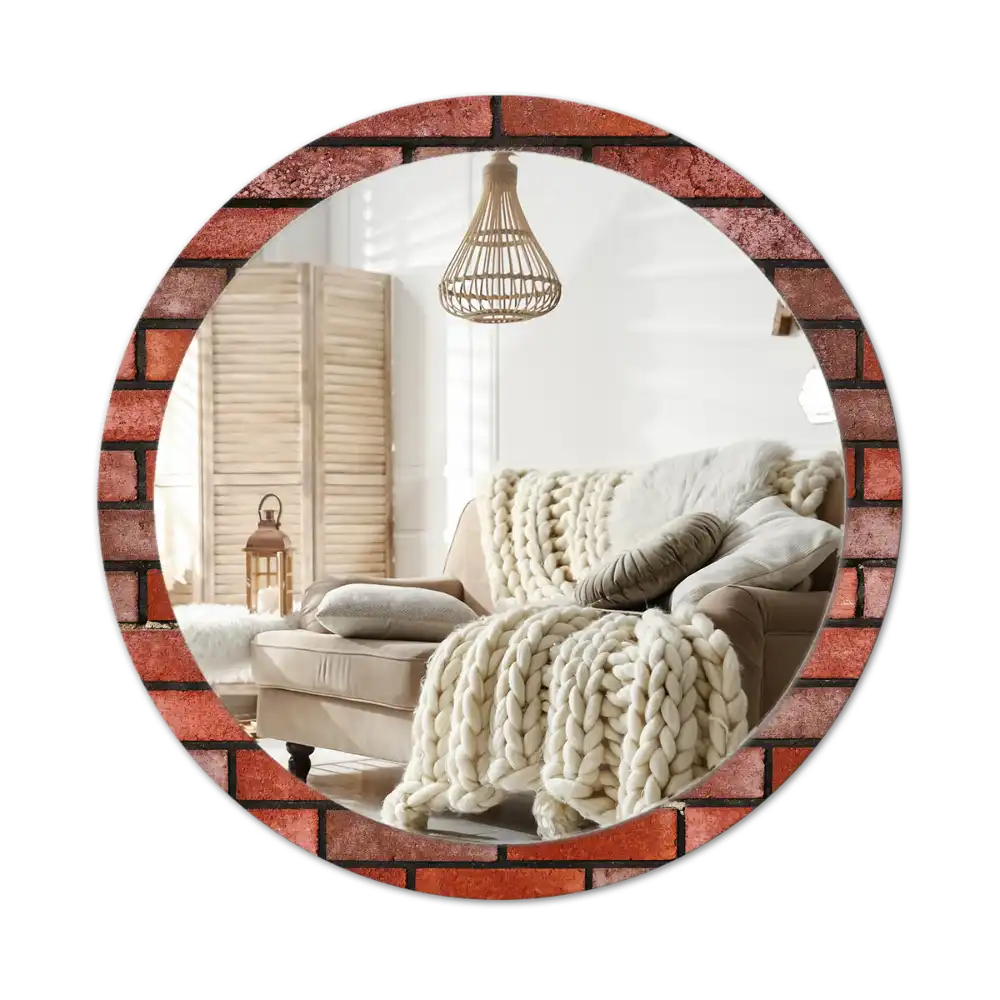 Round decorative mirror Red brick