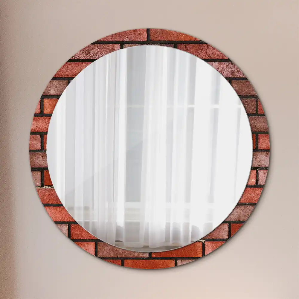 Round decorative mirror Red brick