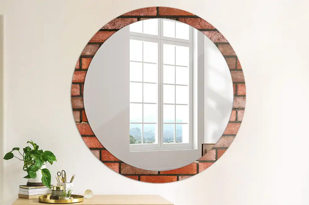 Round decorative mirror Red brick