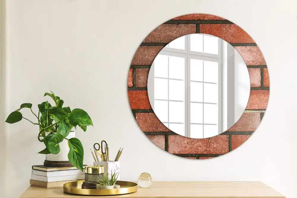 Round decorative mirror Red brick