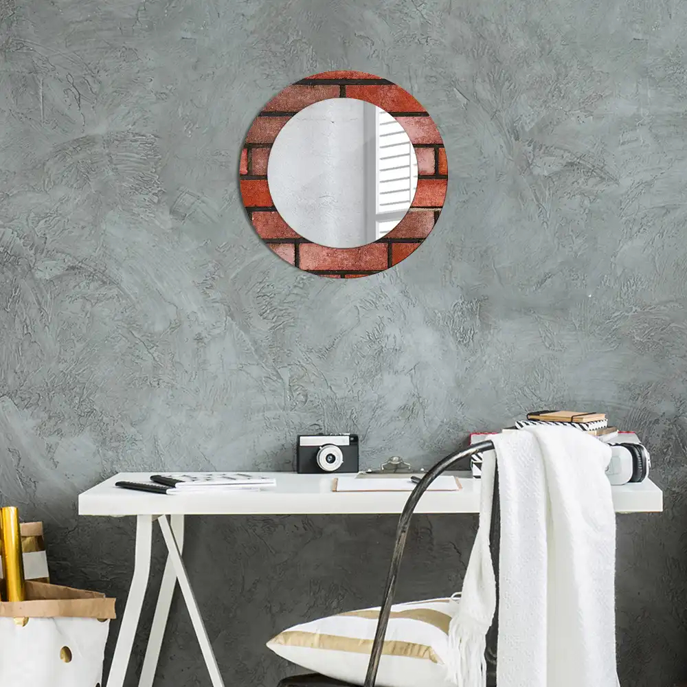 Round decorative mirror Red brick