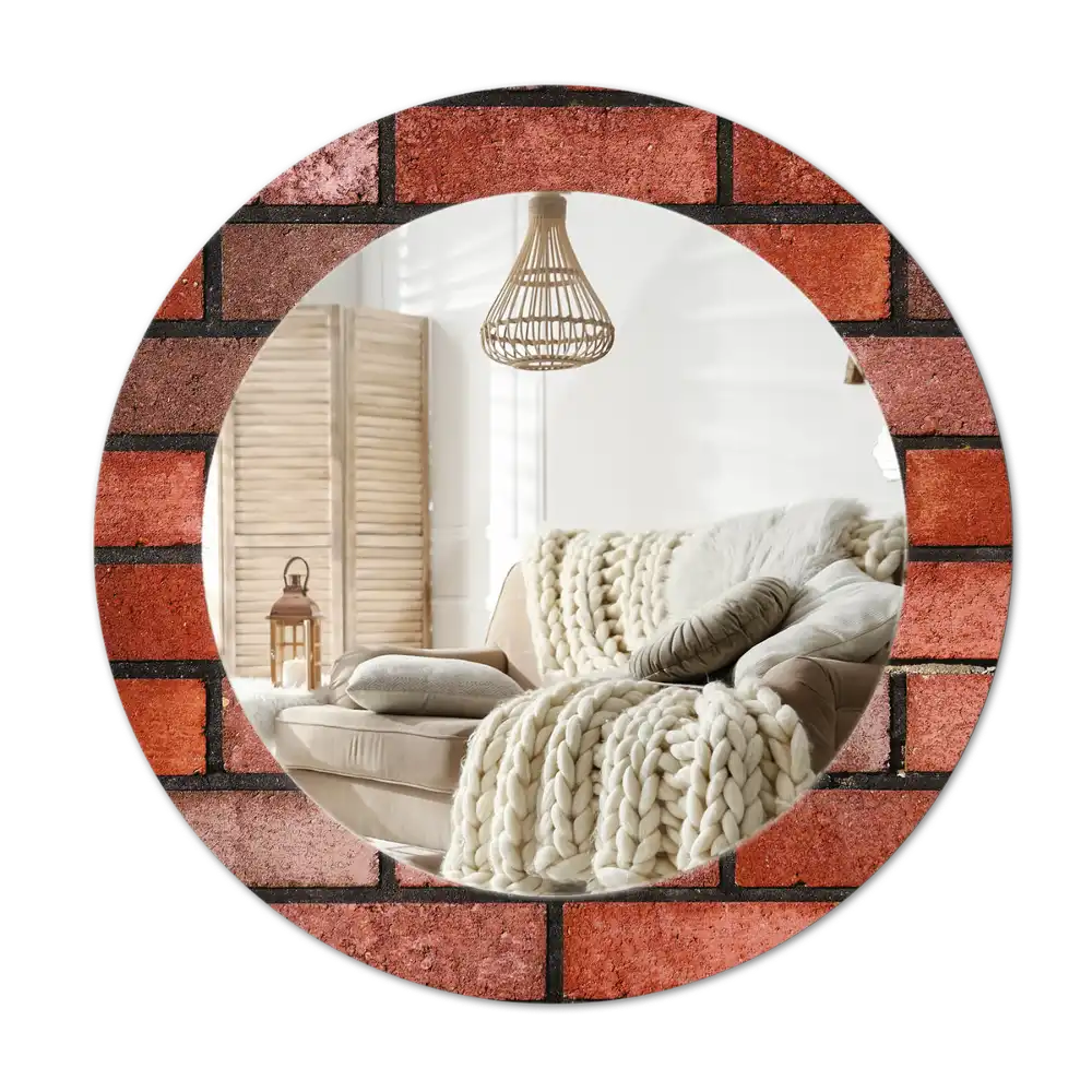 Round decorative mirror Red brick