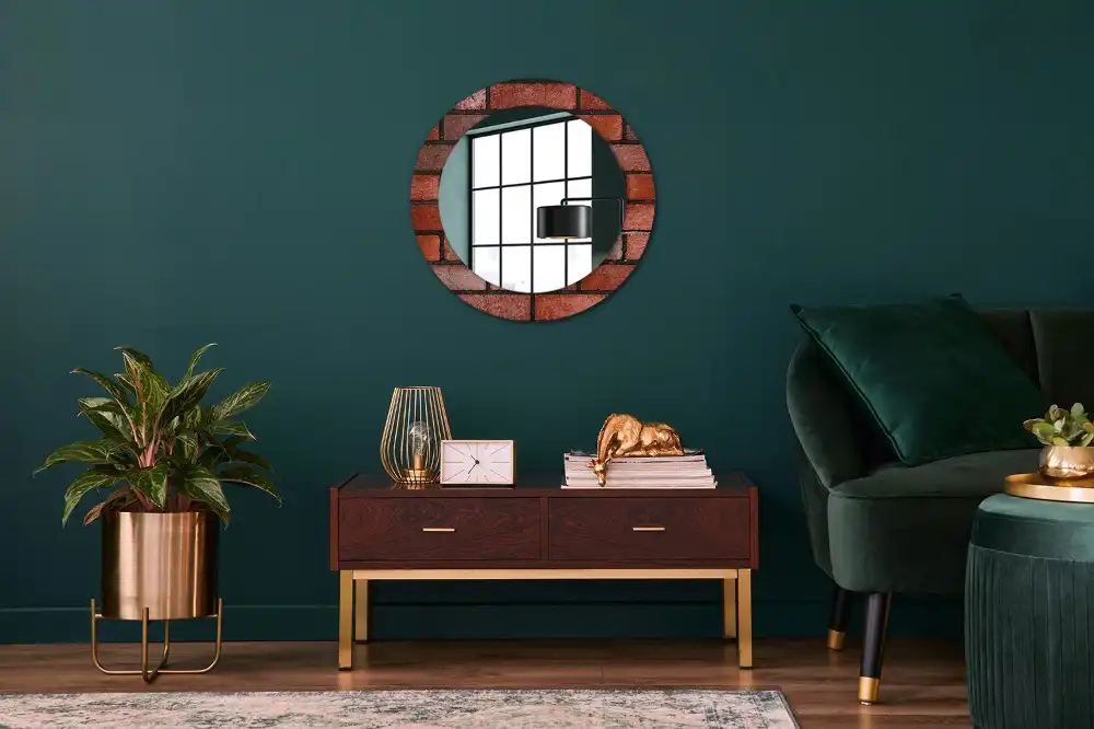 Round decorative mirror Red brick