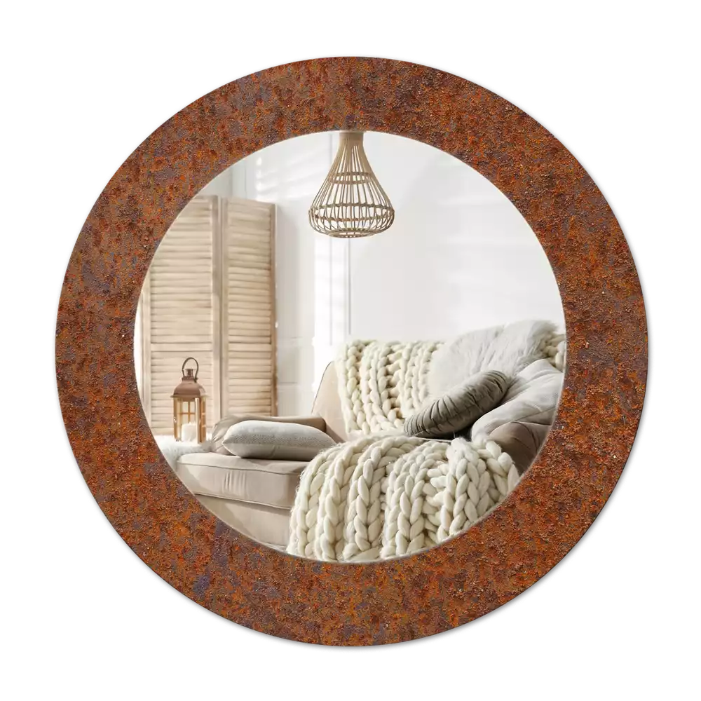 Round decorative mirror Rusty metal