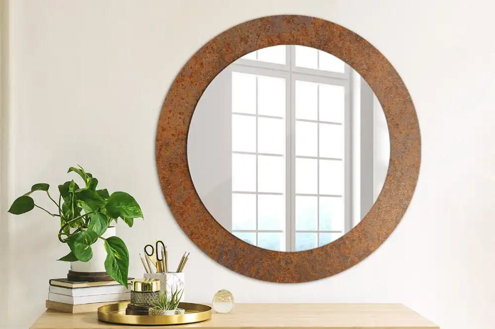 Round decorative mirror Rusty metal