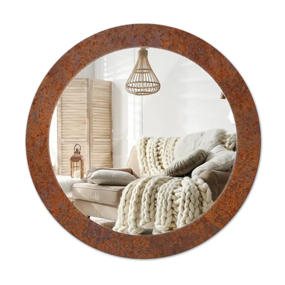 Round decorative mirror Rusty metal