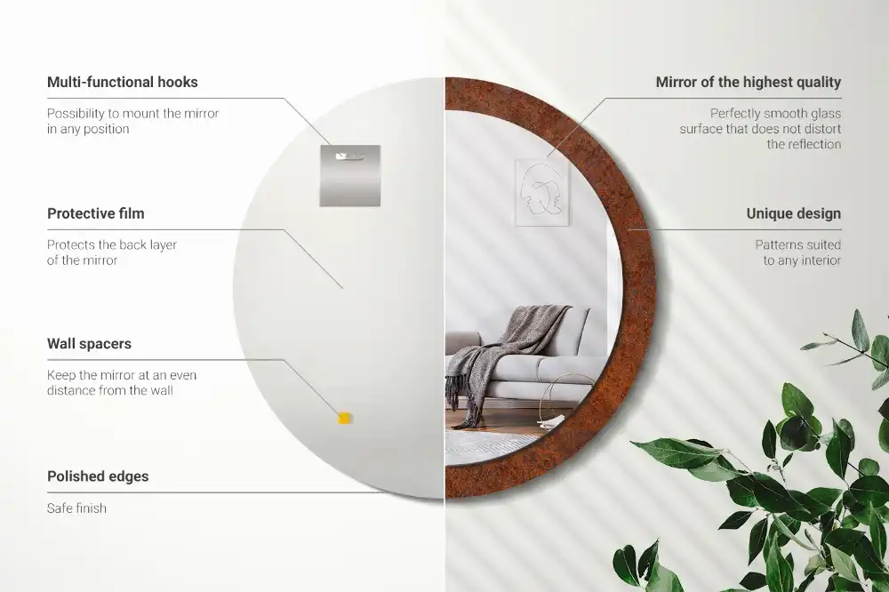 Round decorative mirror Rusty metal