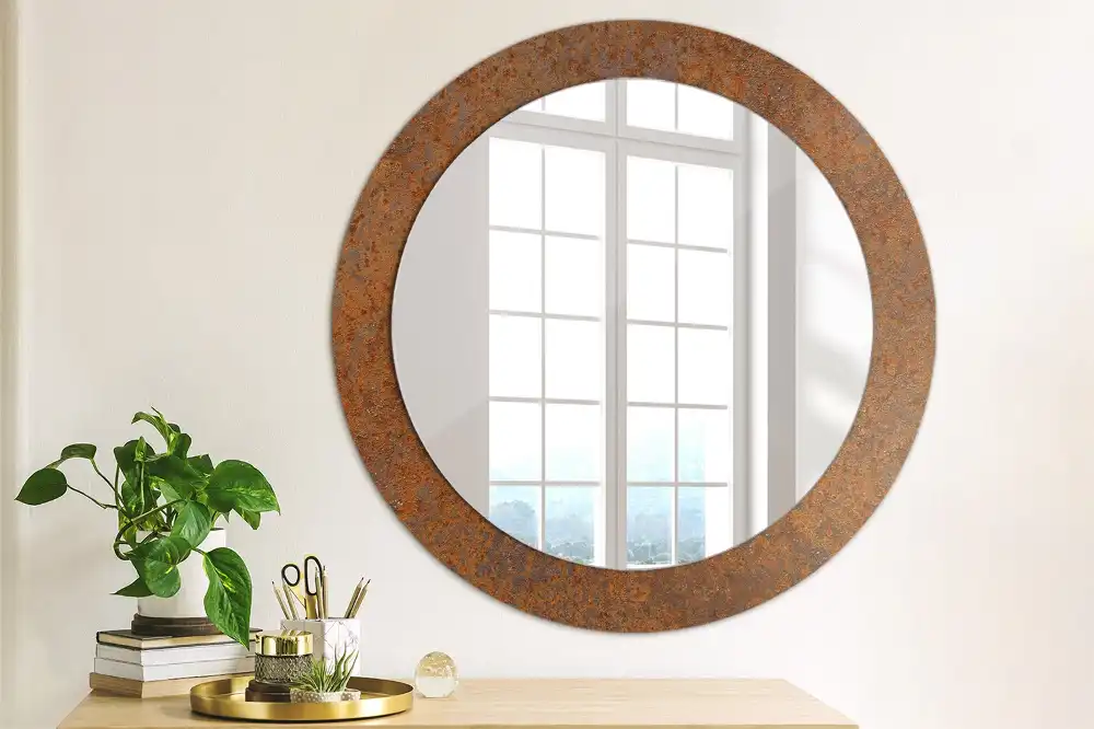 Round decorative mirror Rusty metal