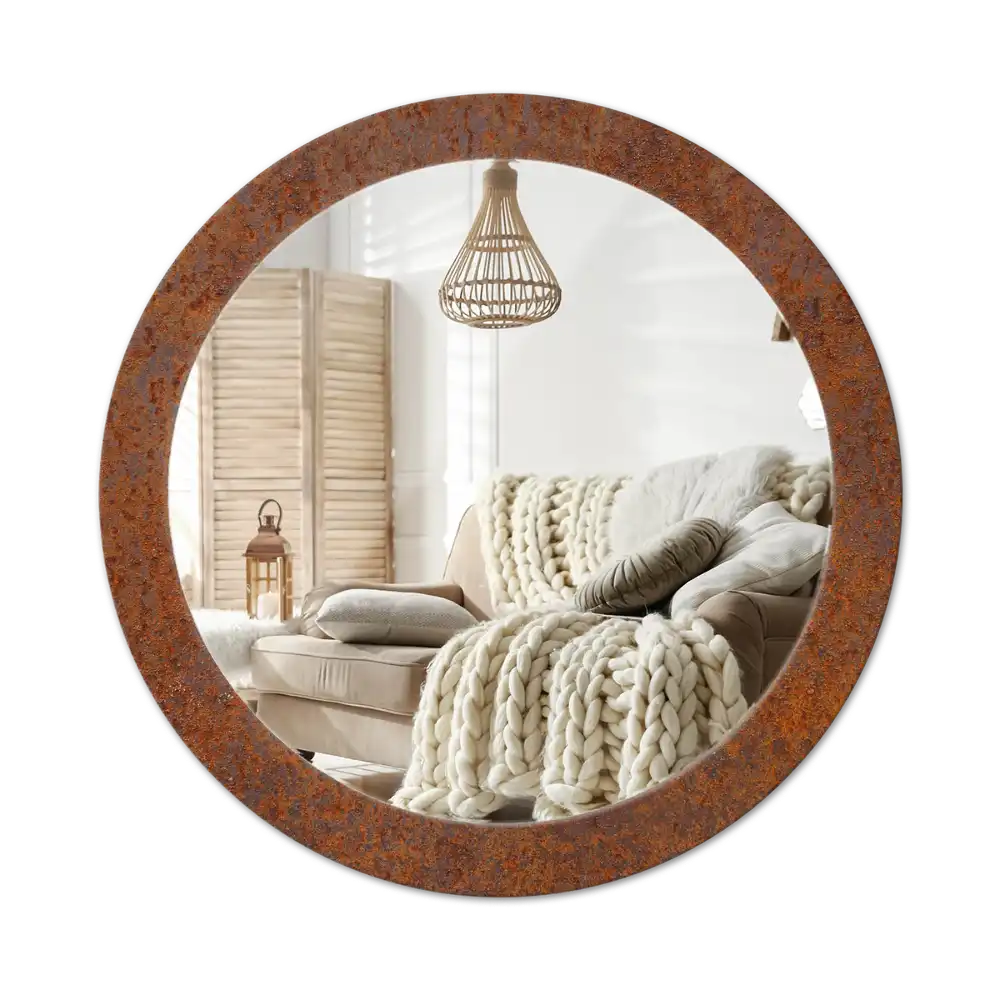 Round decorative mirror Rusty metal