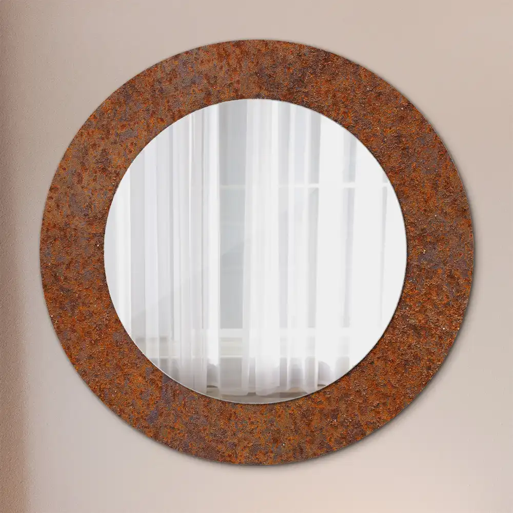Round decorative mirror Rusty metal