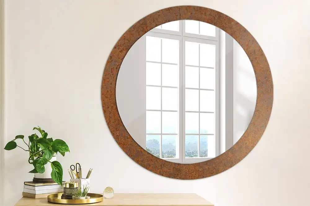 Round decorative mirror Rusty metal