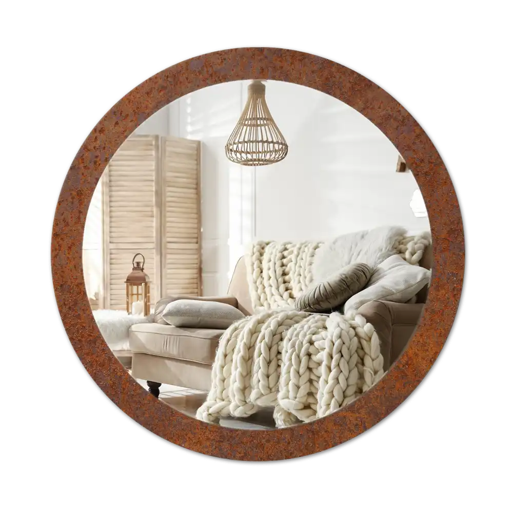 Round decorative mirror Rusty metal