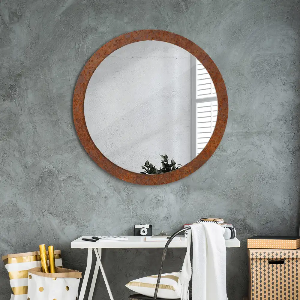 Round decorative mirror Rusty metal