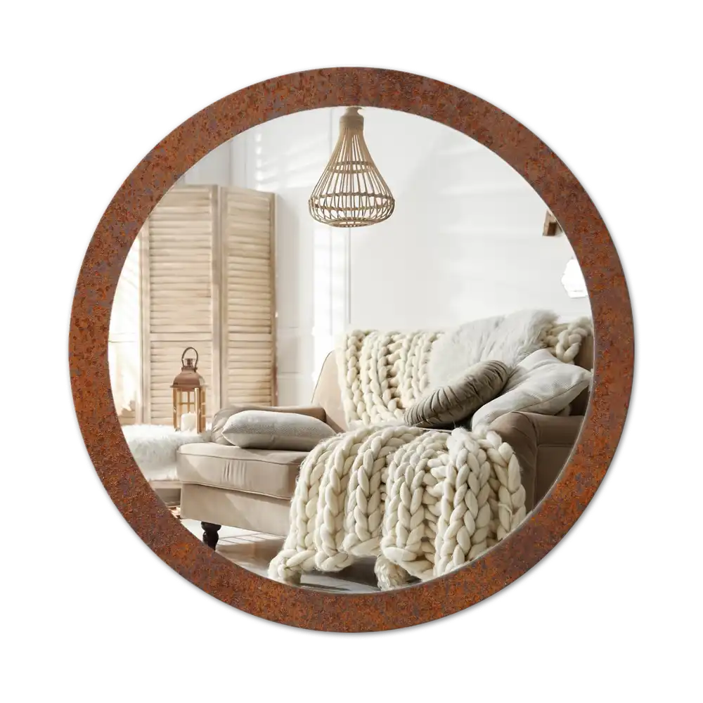 Round decorative mirror Rusty metal