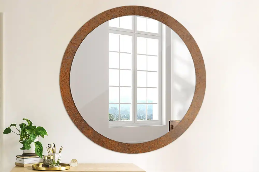 Round decorative mirror Rusty metal