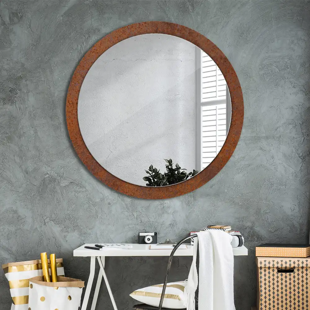 Round decorative mirror Rusty metal