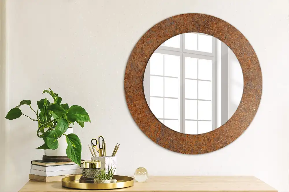 Round decorative mirror Rusty metal