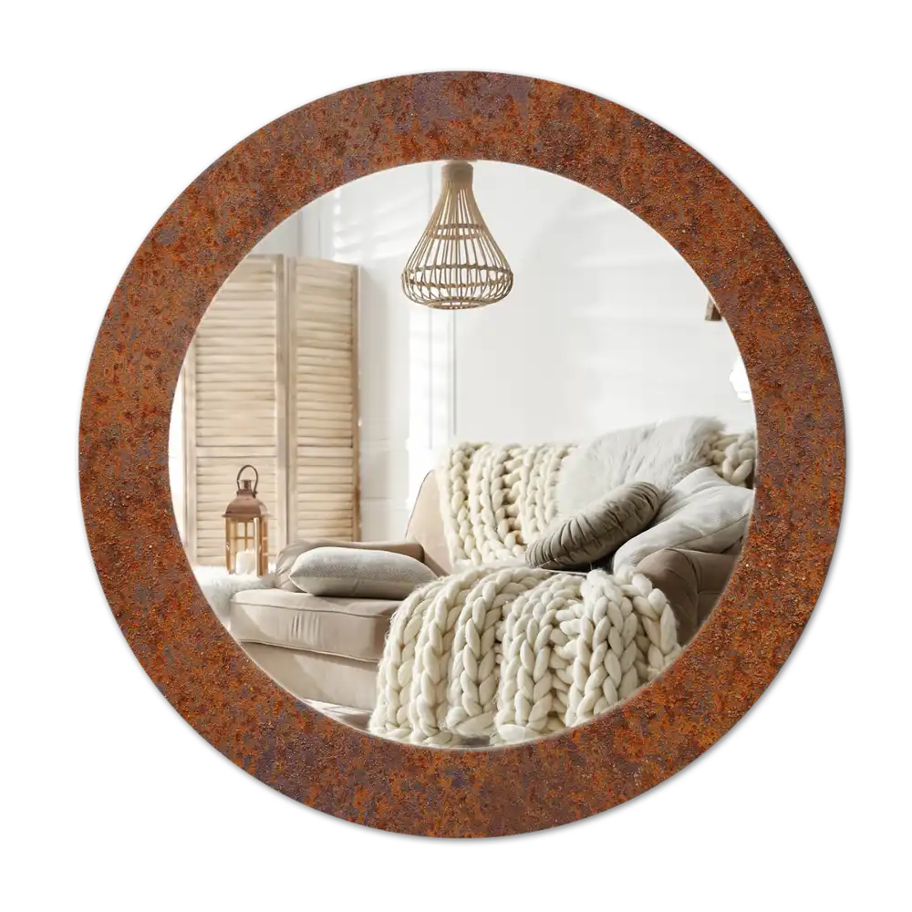 Round decorative mirror Rusty metal