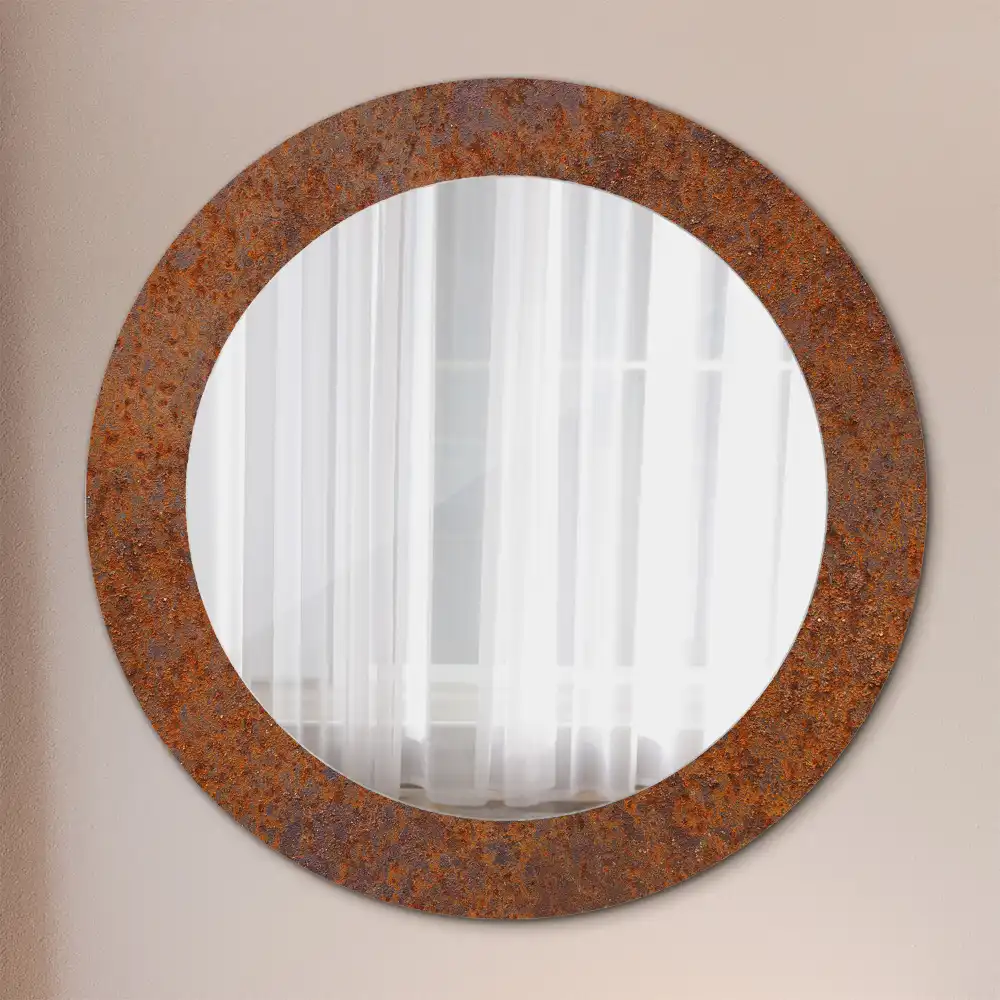 Round decorative mirror Rusty metal