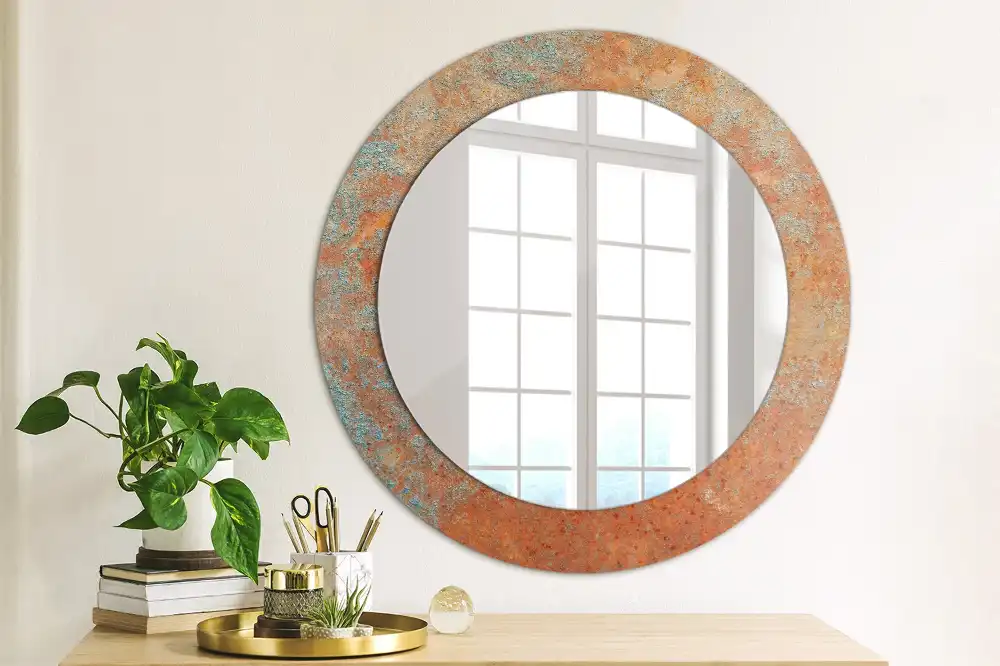 Round decorative mirror Rusty metal
