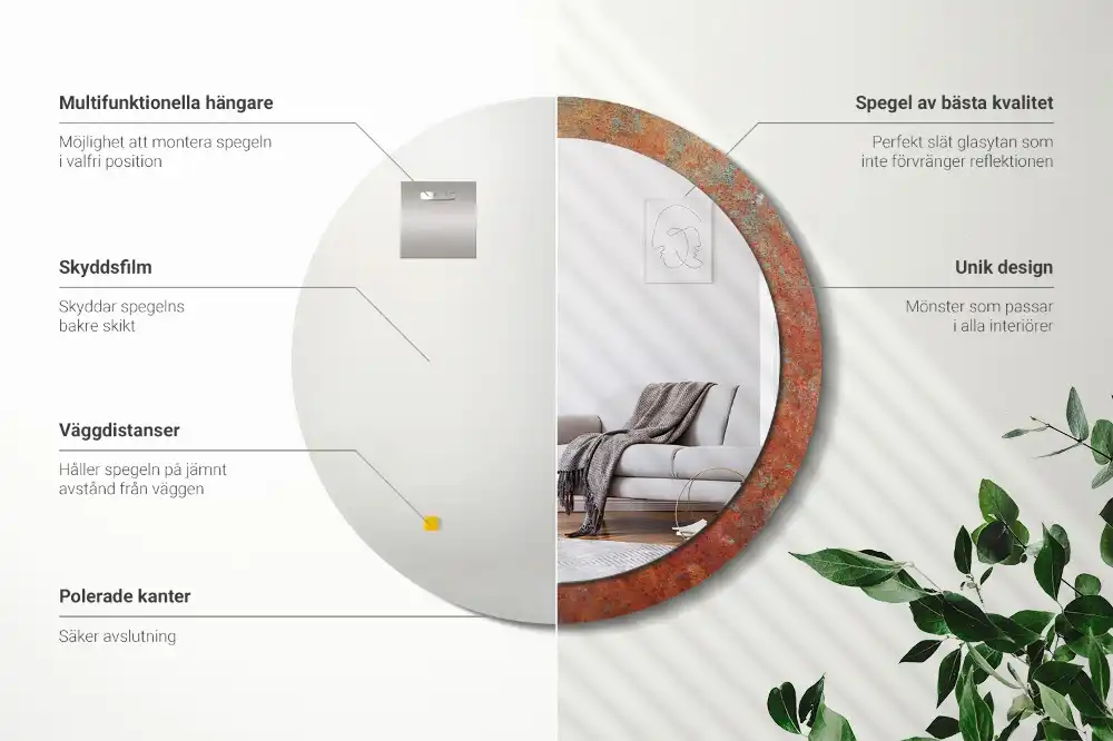 Round decorative mirror Rusty metal