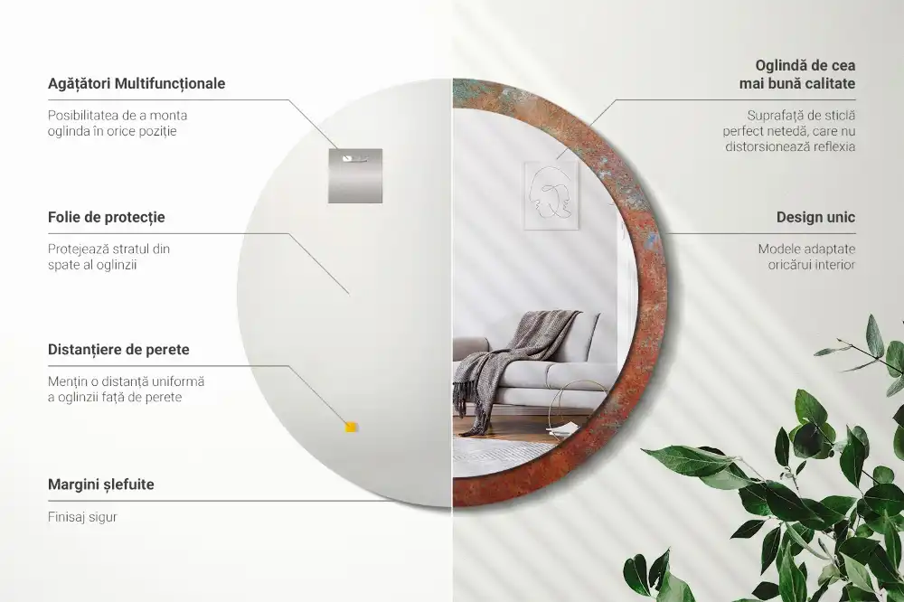 Round decorative mirror Rusty metal