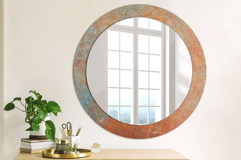 Round decorative mirror Rusty metal