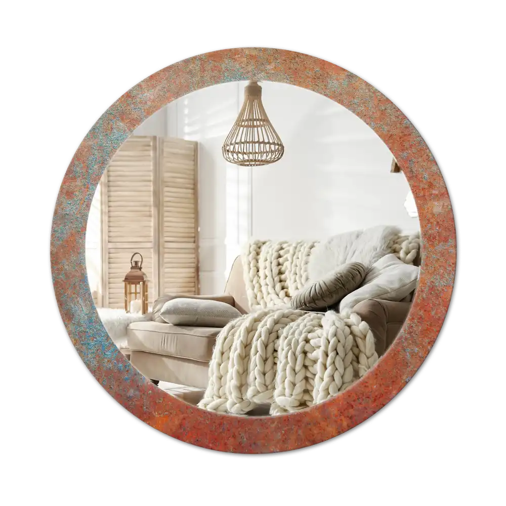 Round decorative mirror Rusty metal