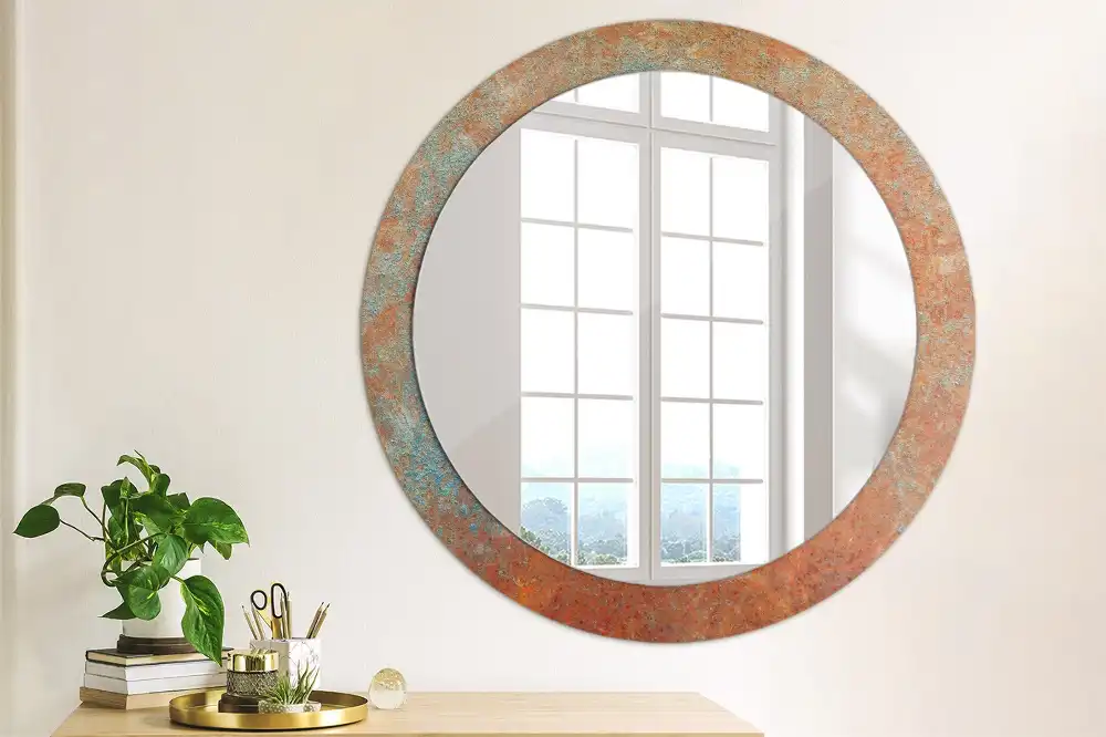 Round decorative mirror Rusty metal