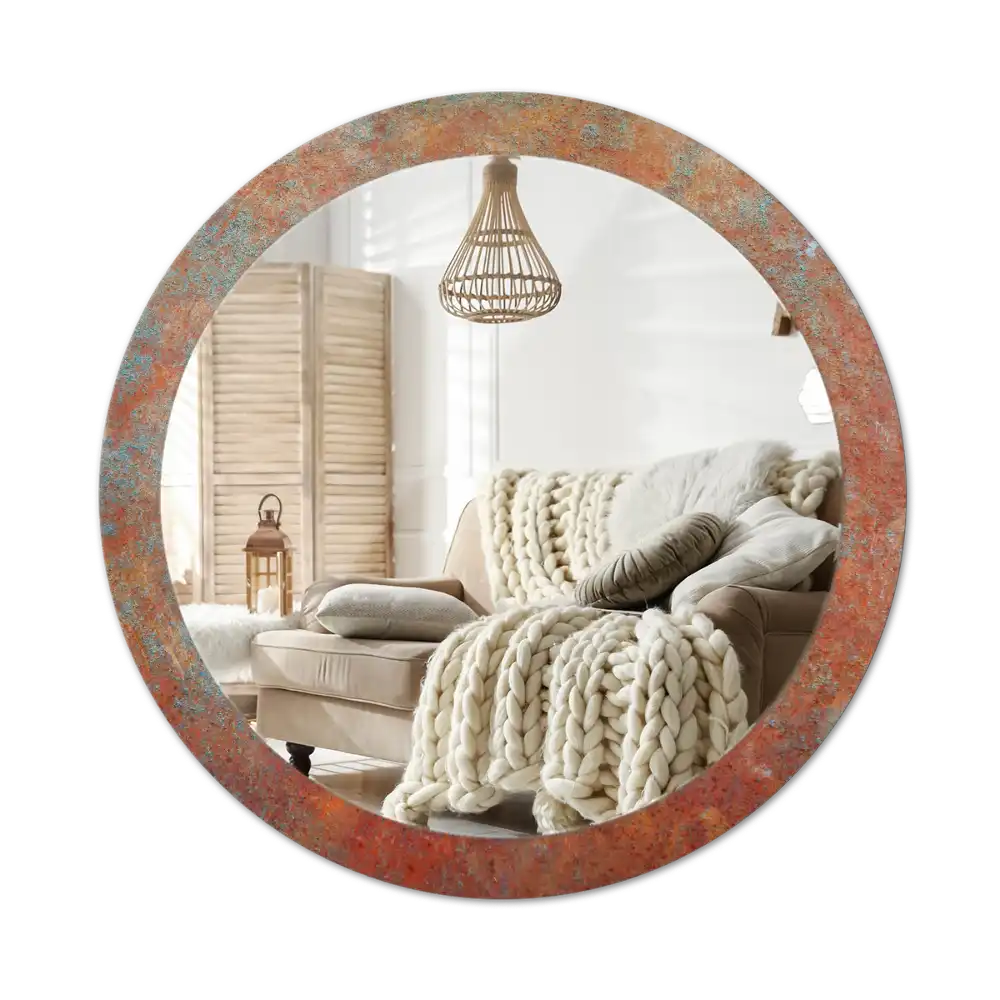 Round decorative mirror Rusty metal