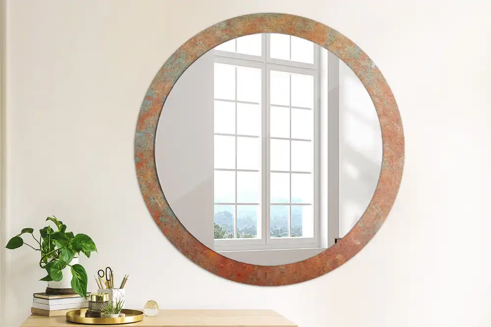 Round decorative mirror Rusty metal