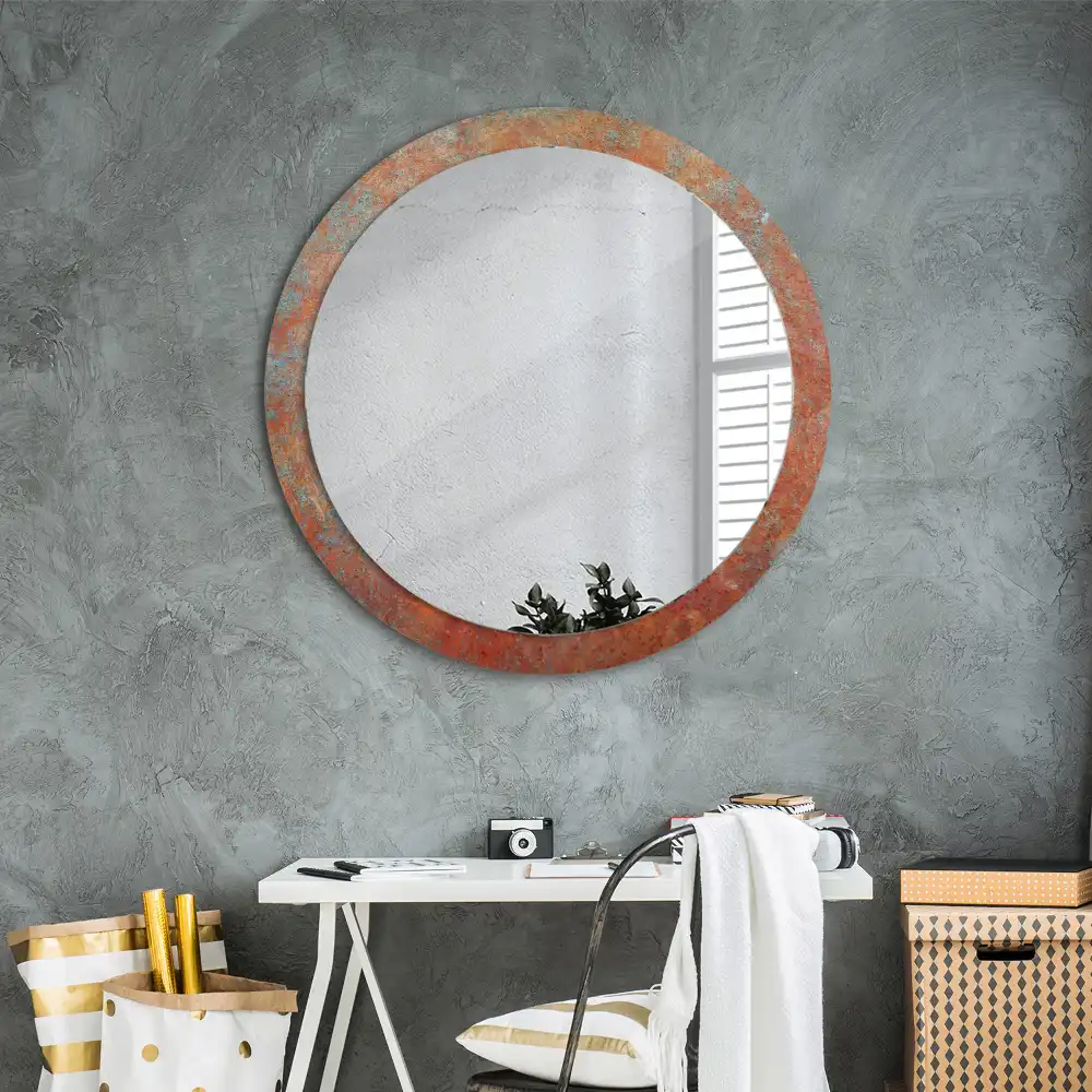 Round decorative mirror Rusty metal