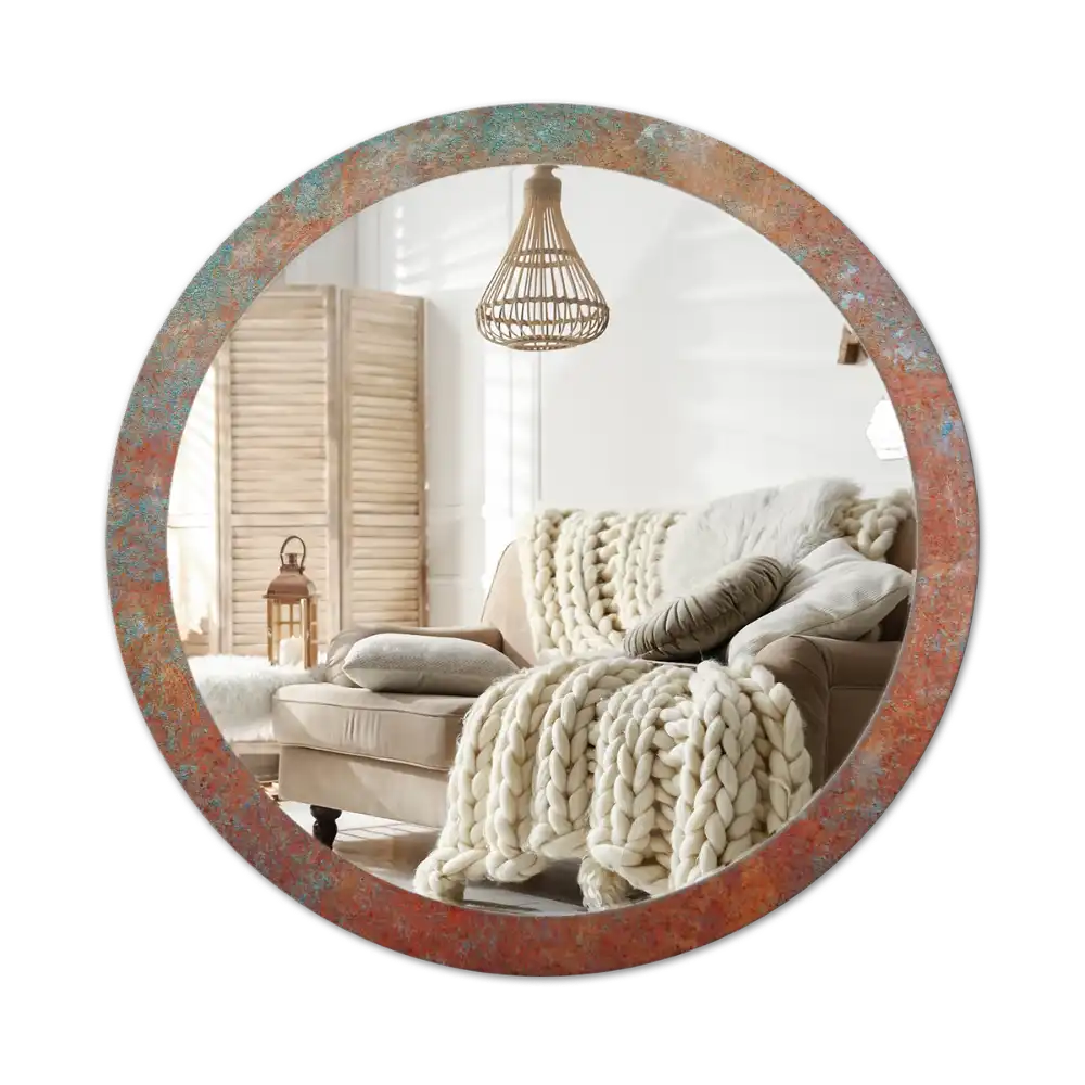 Round decorative mirror Rusty metal