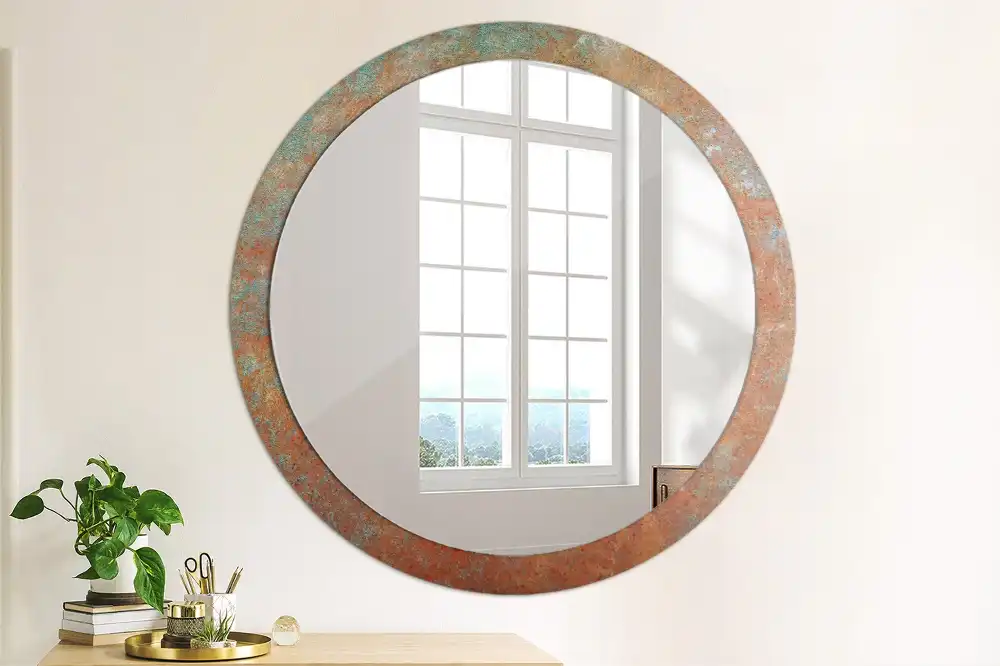 Round decorative mirror Rusty metal