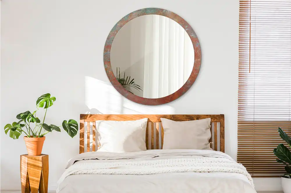 Round decorative mirror Rusty metal