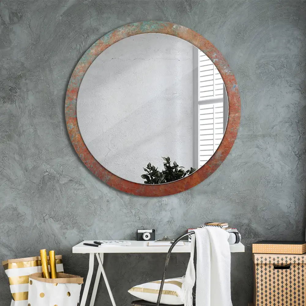 Round decorative mirror Rusty metal